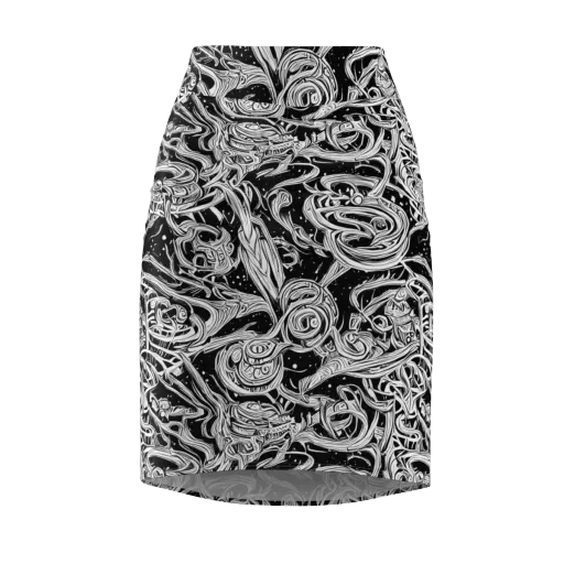 Blackwork Current on a Pencil Skirt