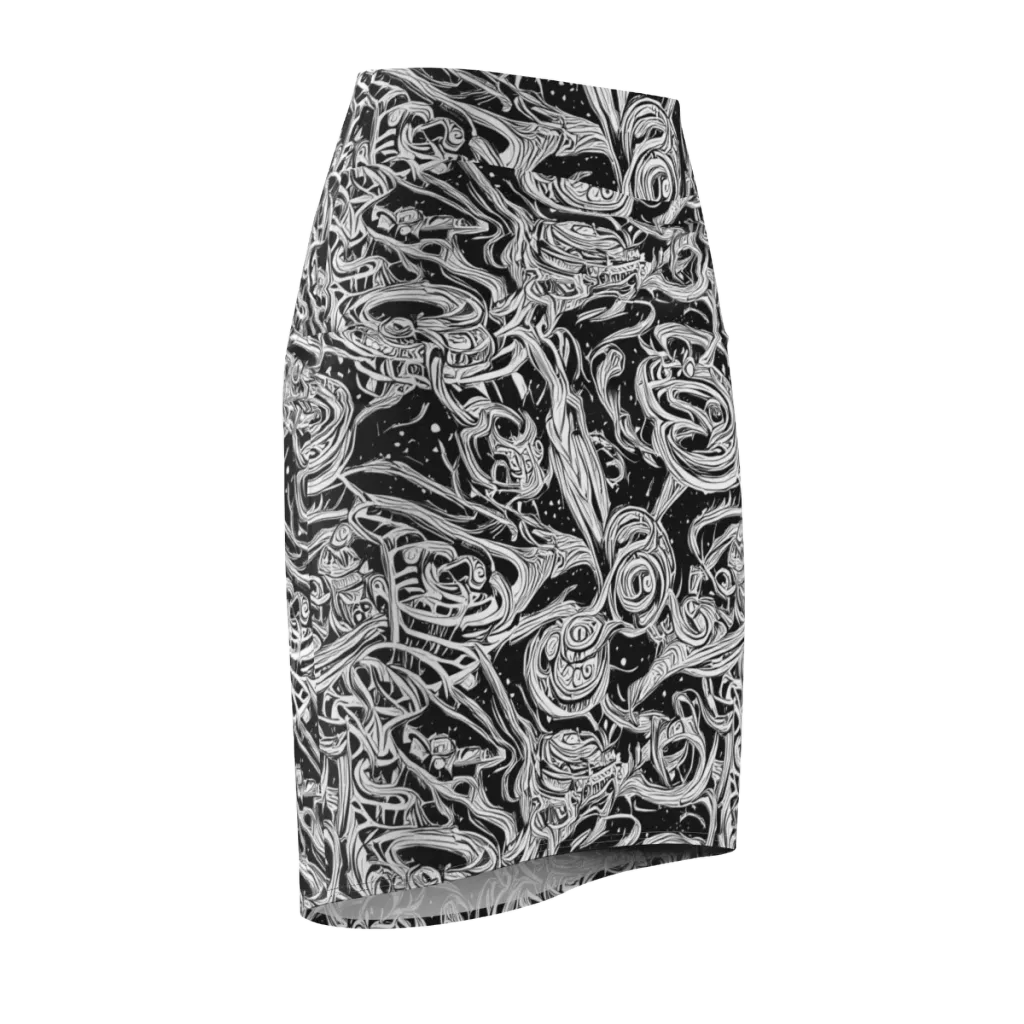 Blackwork Current on Pencil Skirt — Front Side