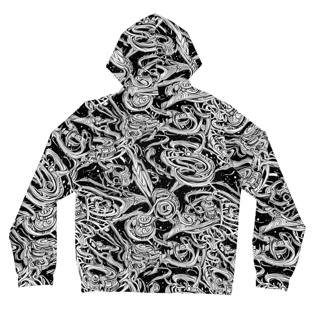 Blackwork Current on Women's Full-Zip Hoodie — Back