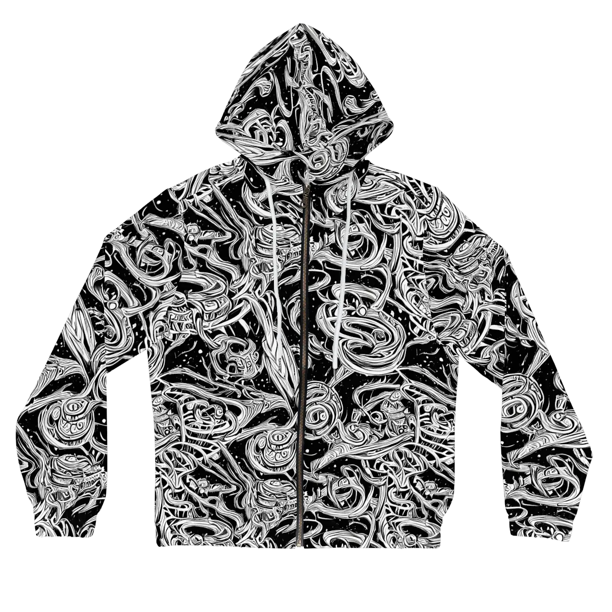 Blackwork Current on Women's Full-Zip Hoodie — Front