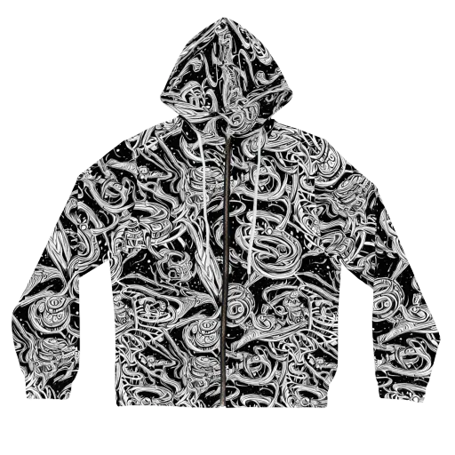 Blackwork Current on a Women's Full-Zip Hoodie