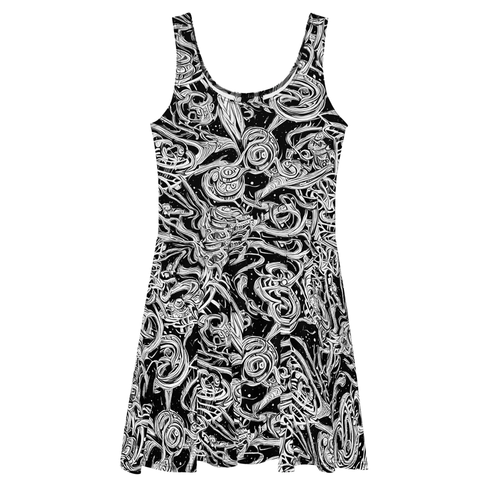 Blackwork Current on Skater Dress — Front
