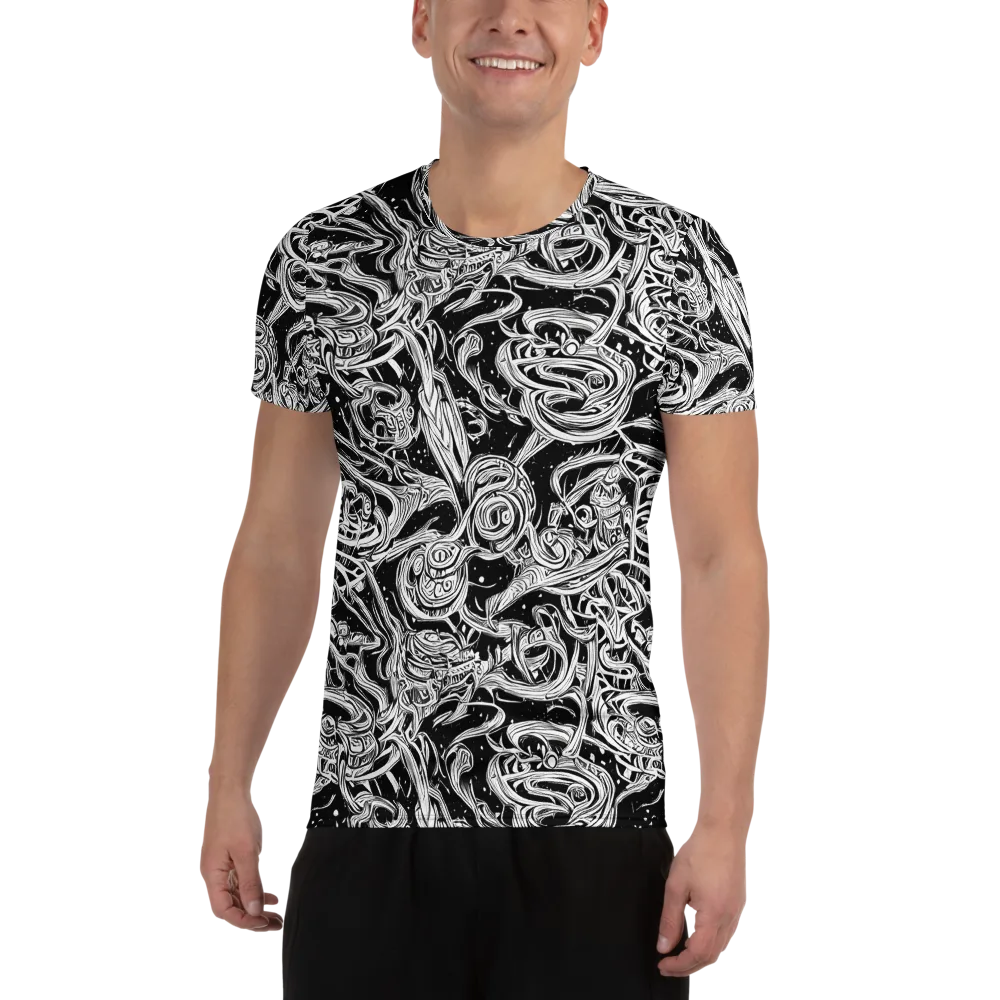 Blackwork Current on Men's Athletic T-Shirt — Front