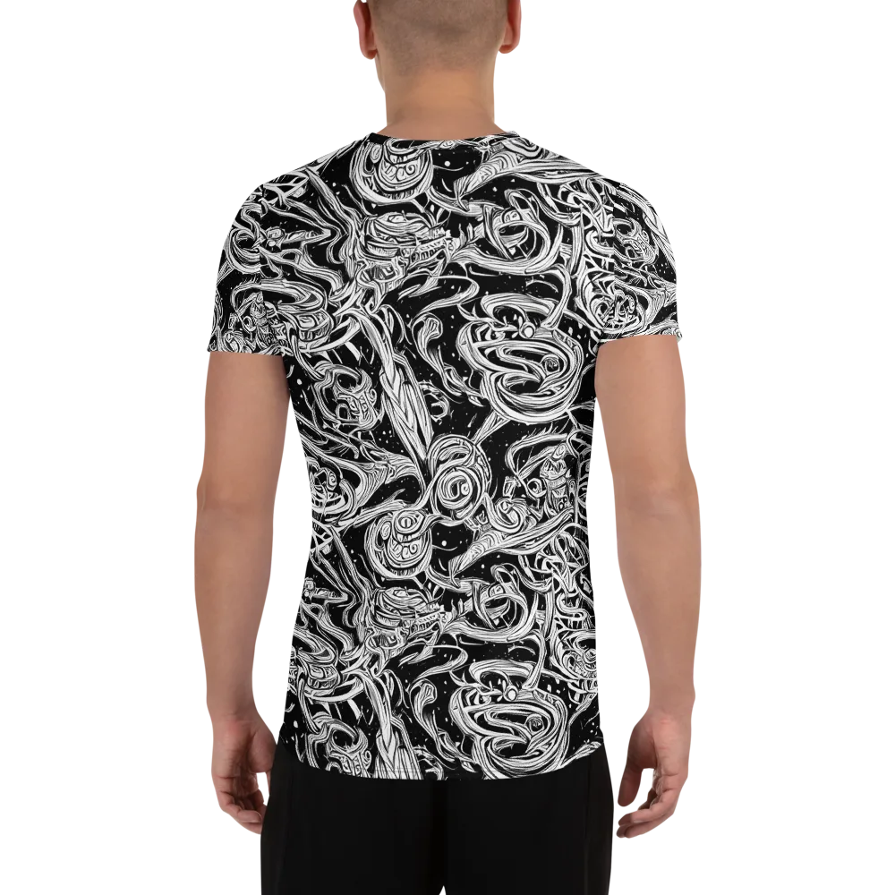 Blackwork Current on Men's Athletic T-Shirt — Back