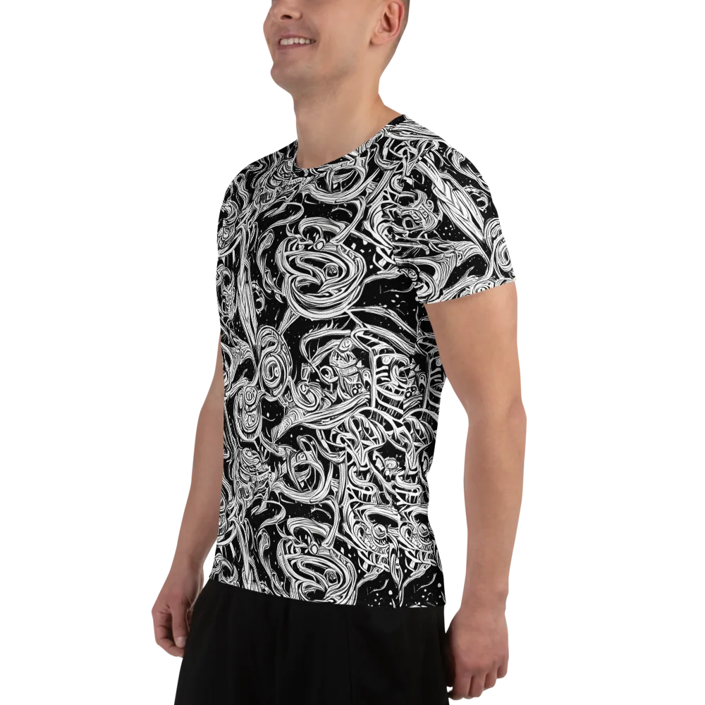 Blackwork Current on Men's Athletic T-Shirt — Left