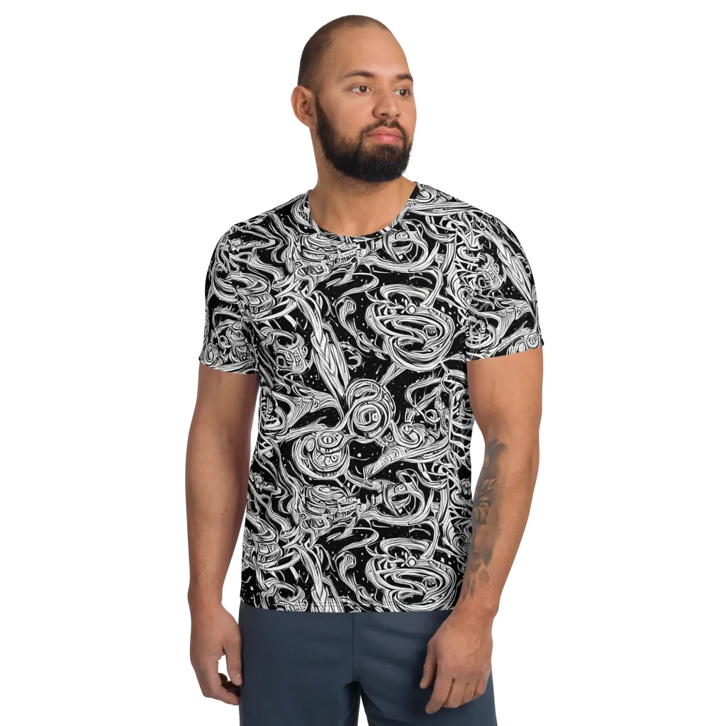 Blackwork Current on Men's Athletic T-Shirt — Front