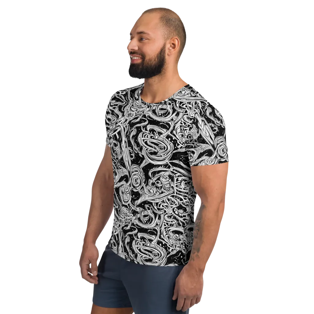 Blackwork Current on Men's Athletic T-Shirt — Left