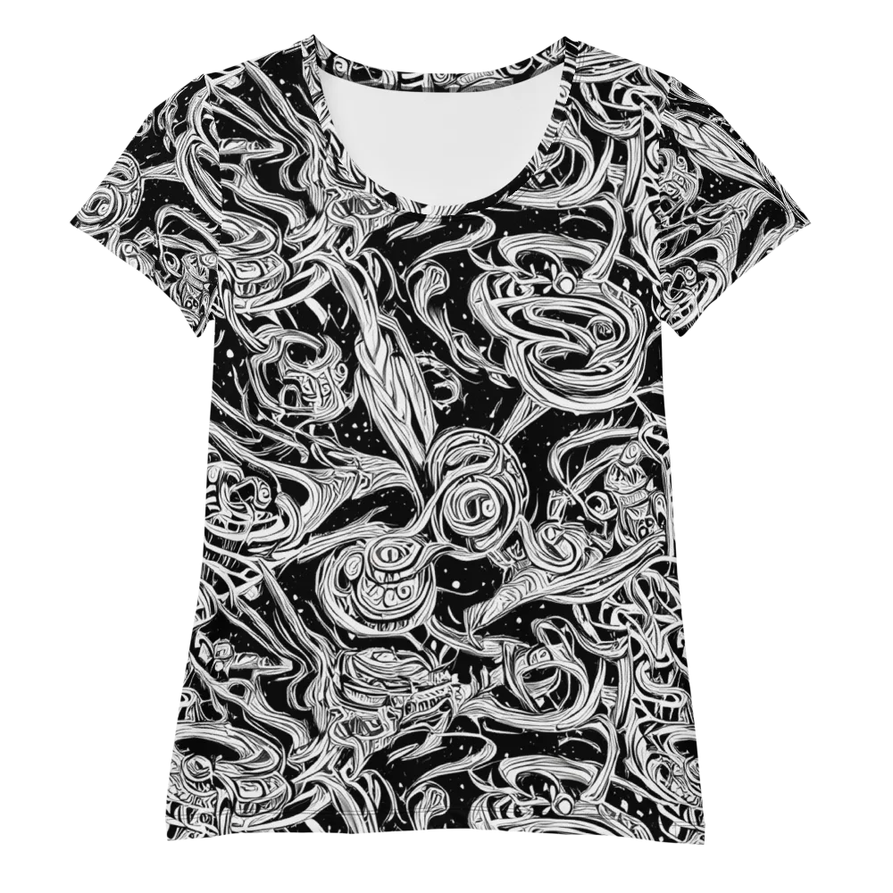 Blackwork Current on Women's Athletic T-Shirt — Front