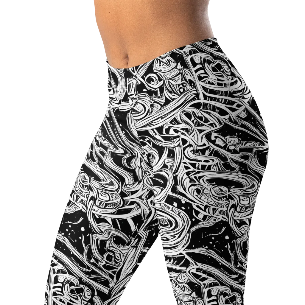 Blackwork Current on Leggings — Left Front