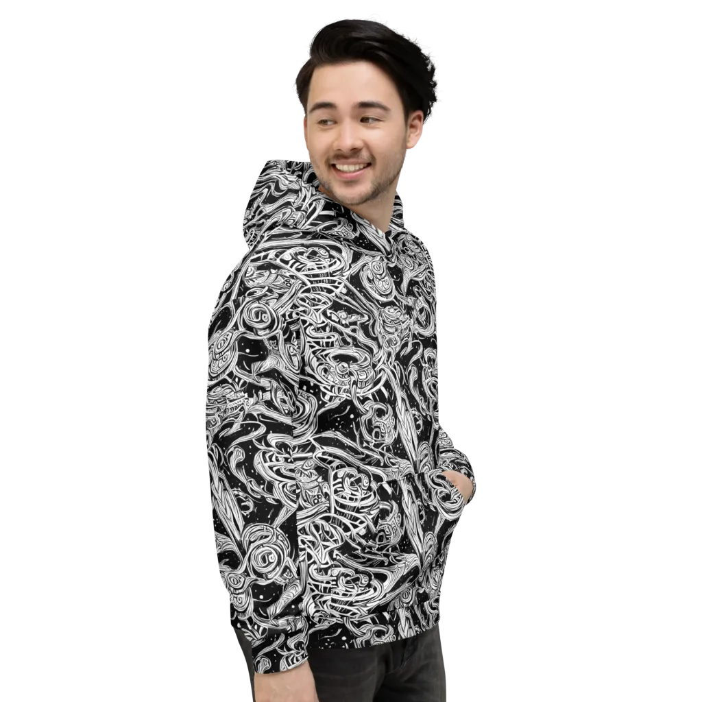 Blackwork Current on Hoodie — Right