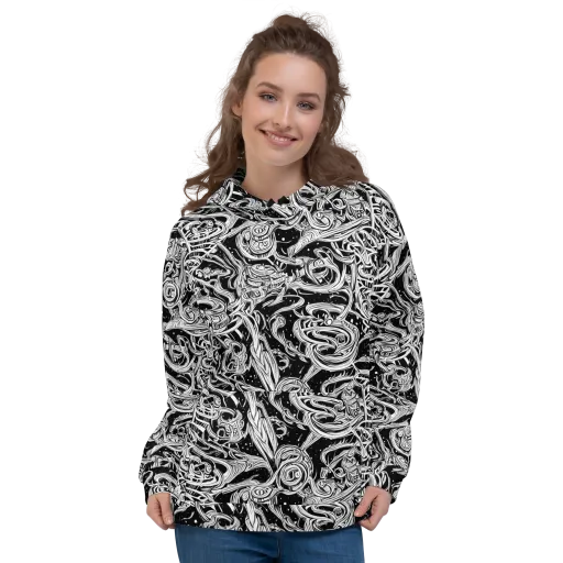 Blackwork Current on a Hoodie