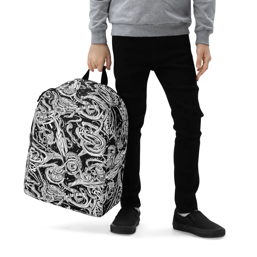 Blackwork Current on Minimalist Backpack — Zoomed-in