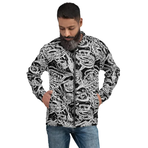 Blackwork Current on a Bomber Jacket