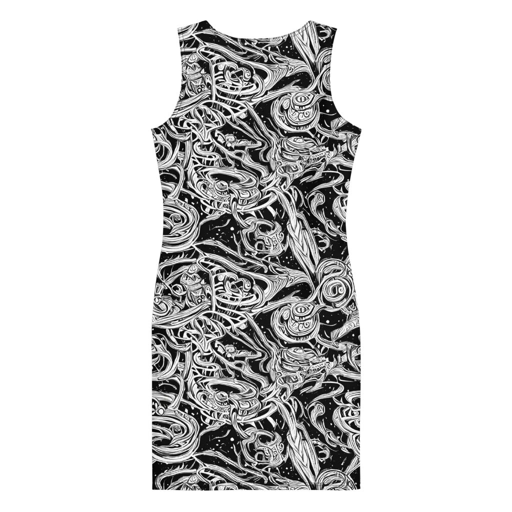 Blackwork Current on Bodycon Dress — Back