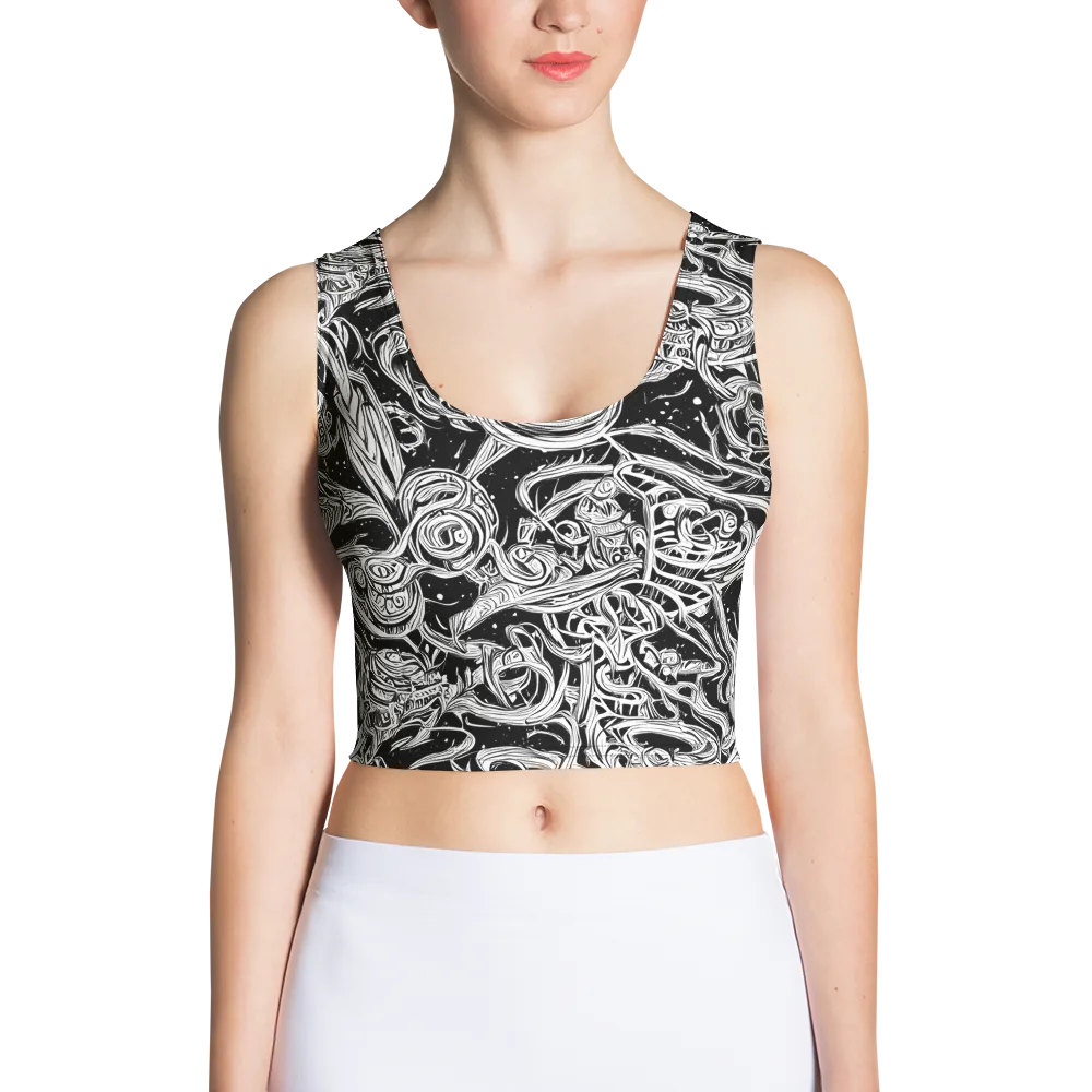 Blackwork Current on Crop Top — Front