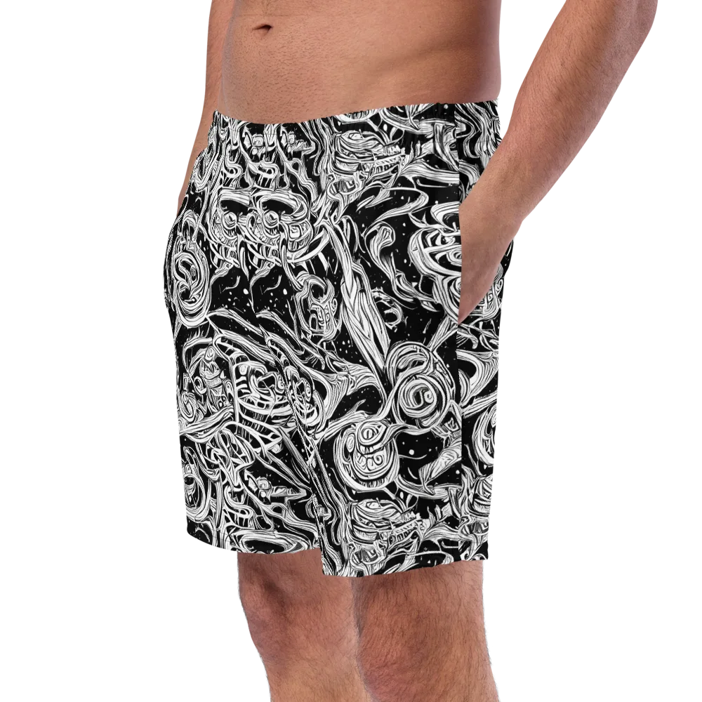 Blackwork Current on Swim Trunks — Left Front