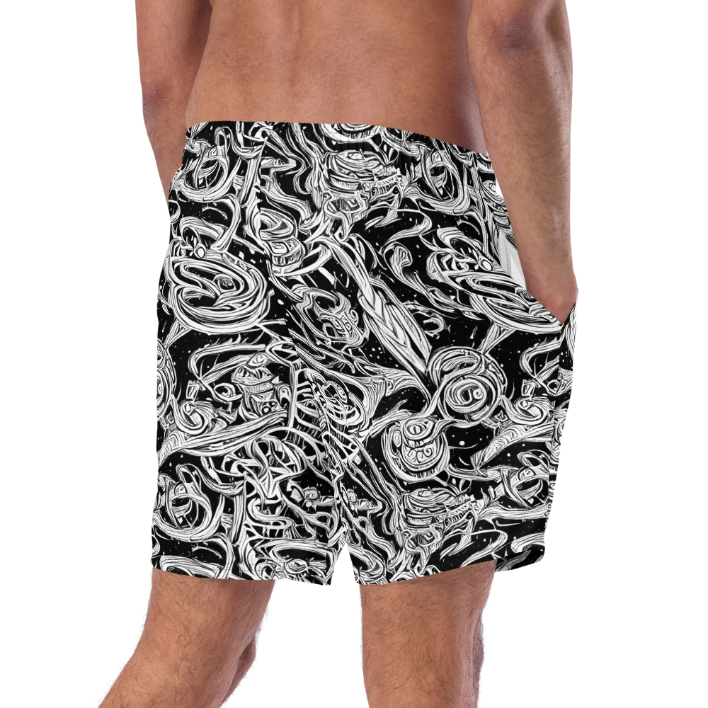 Blackwork Current on Swim Trunks — Right Back