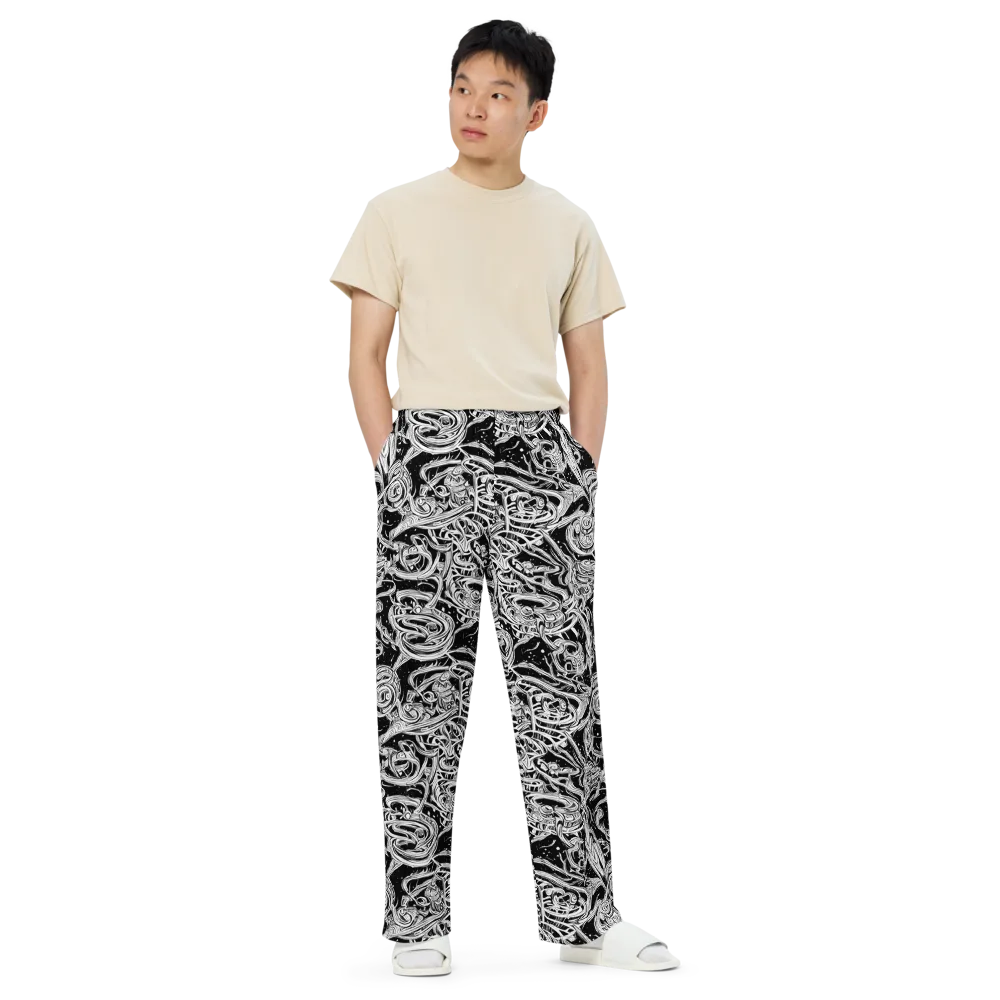 Blackwork Current on Wide-Leg Pants — Front