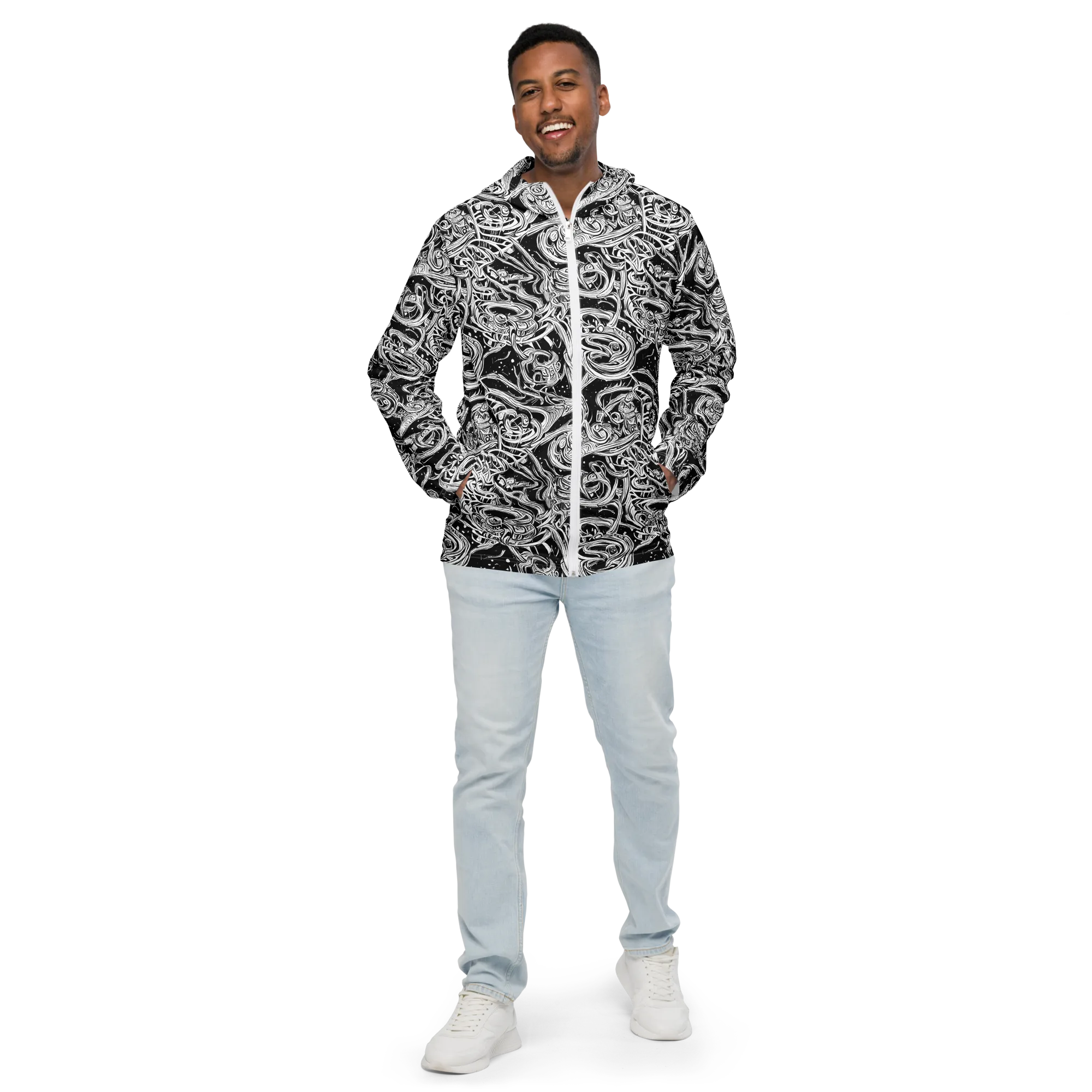 Blackwork Current on Men's Windbreaker — Front