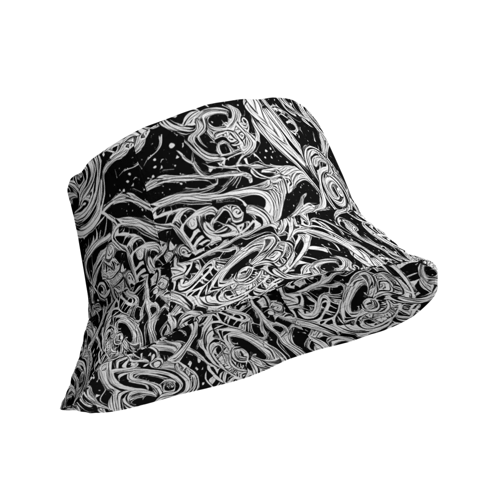 Blackwork Current on Reversible Bucket Hat — Product details Outside