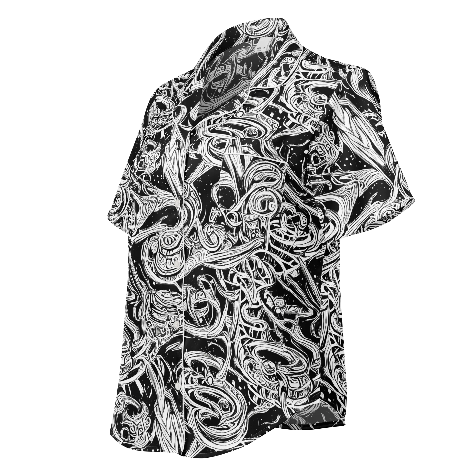 Blackwork Current on Women's Short Sleeve Pajama Top — Left Front