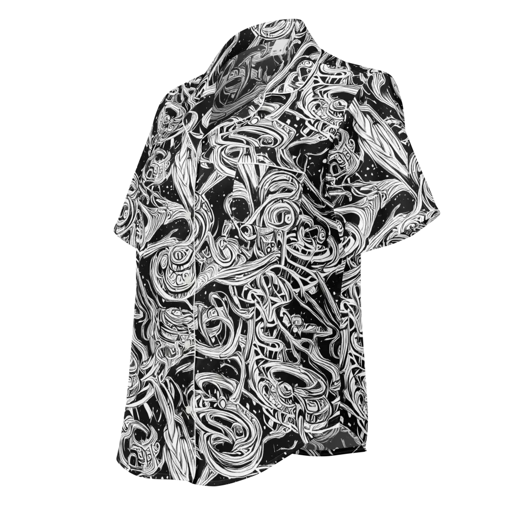 Blackwork Current on Women's Short Sleeve Pajama Top — Left Front