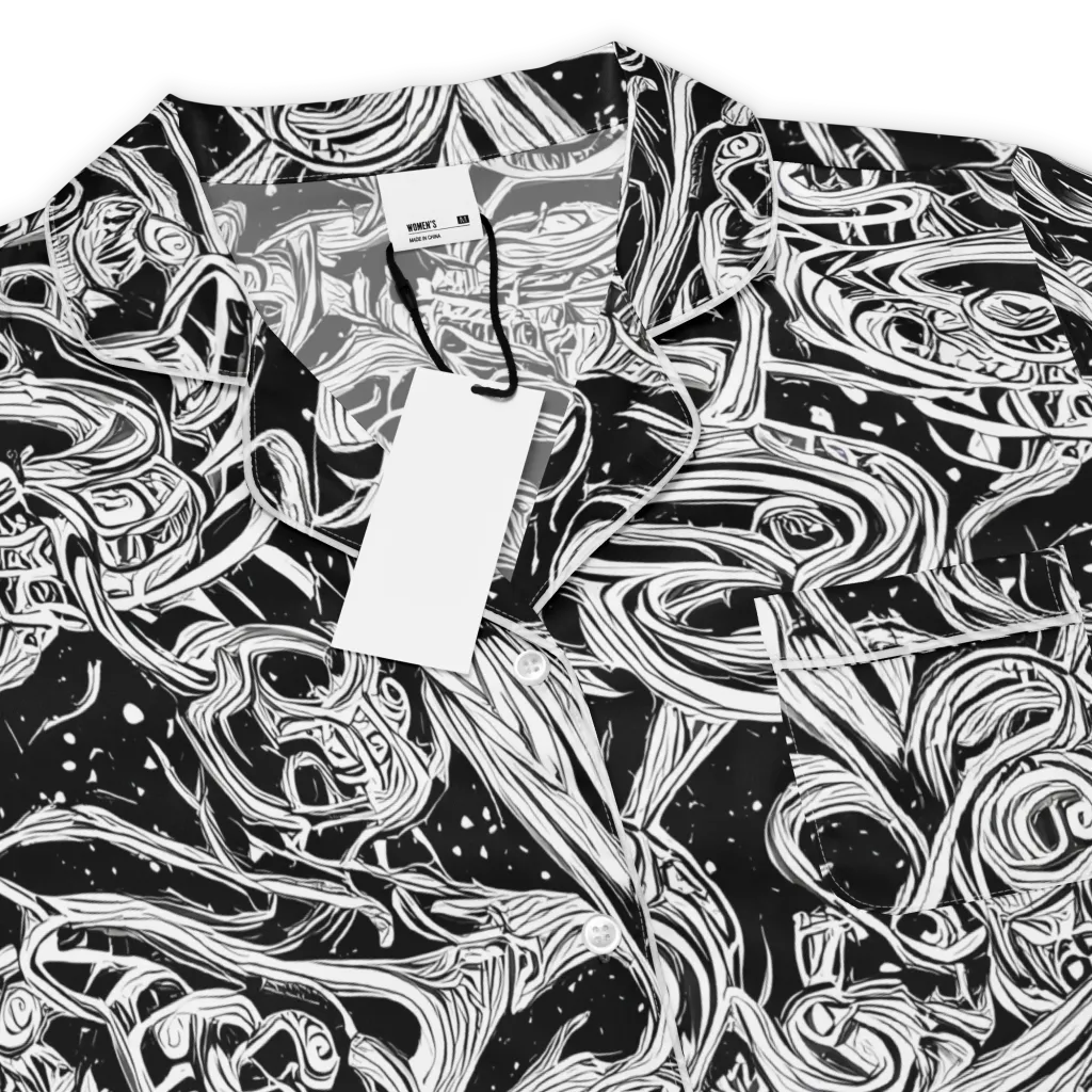Blackwork Current on Women's Short Sleeve Pajama Top — Product details