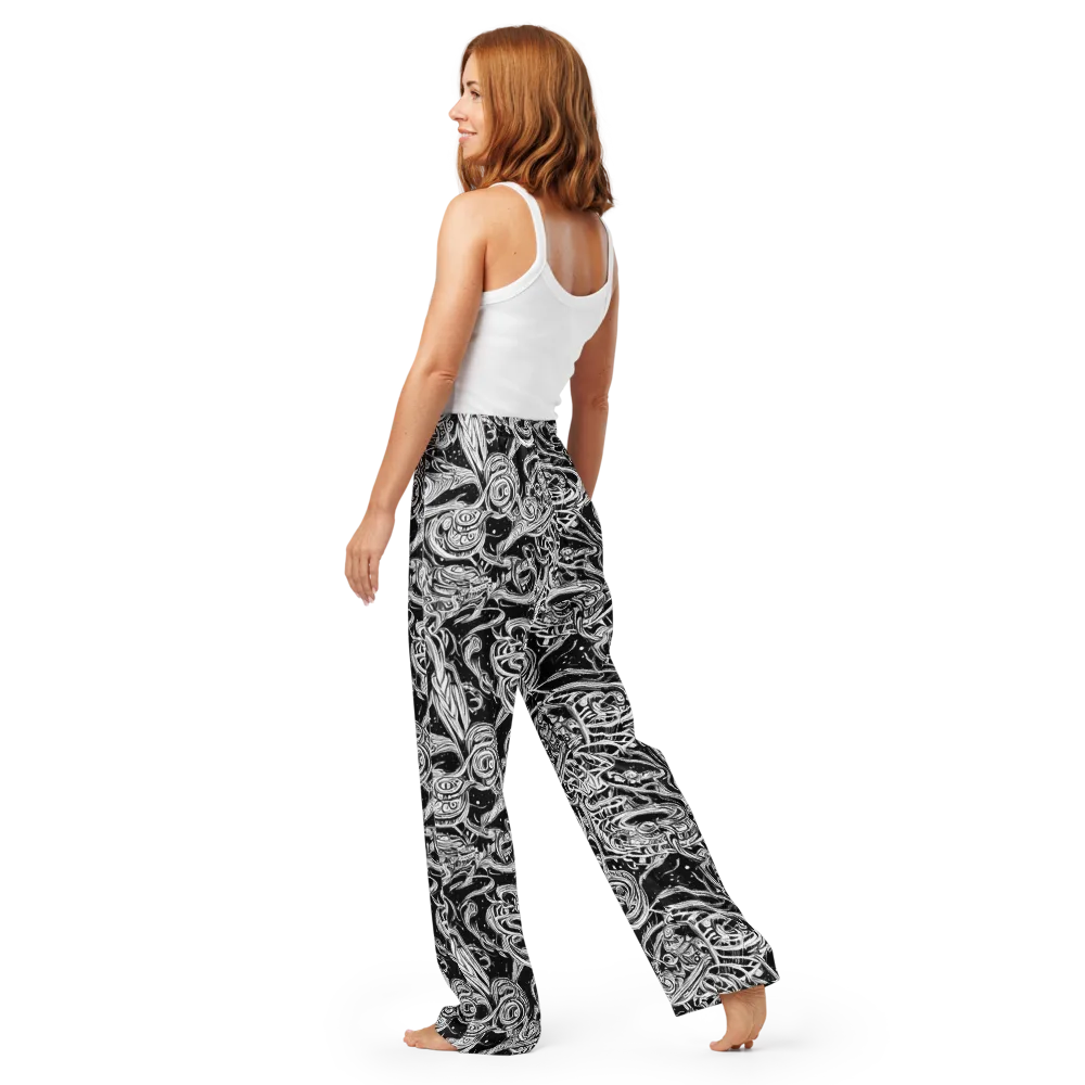 Blackwork Current on Women's Pajama Pants — Back