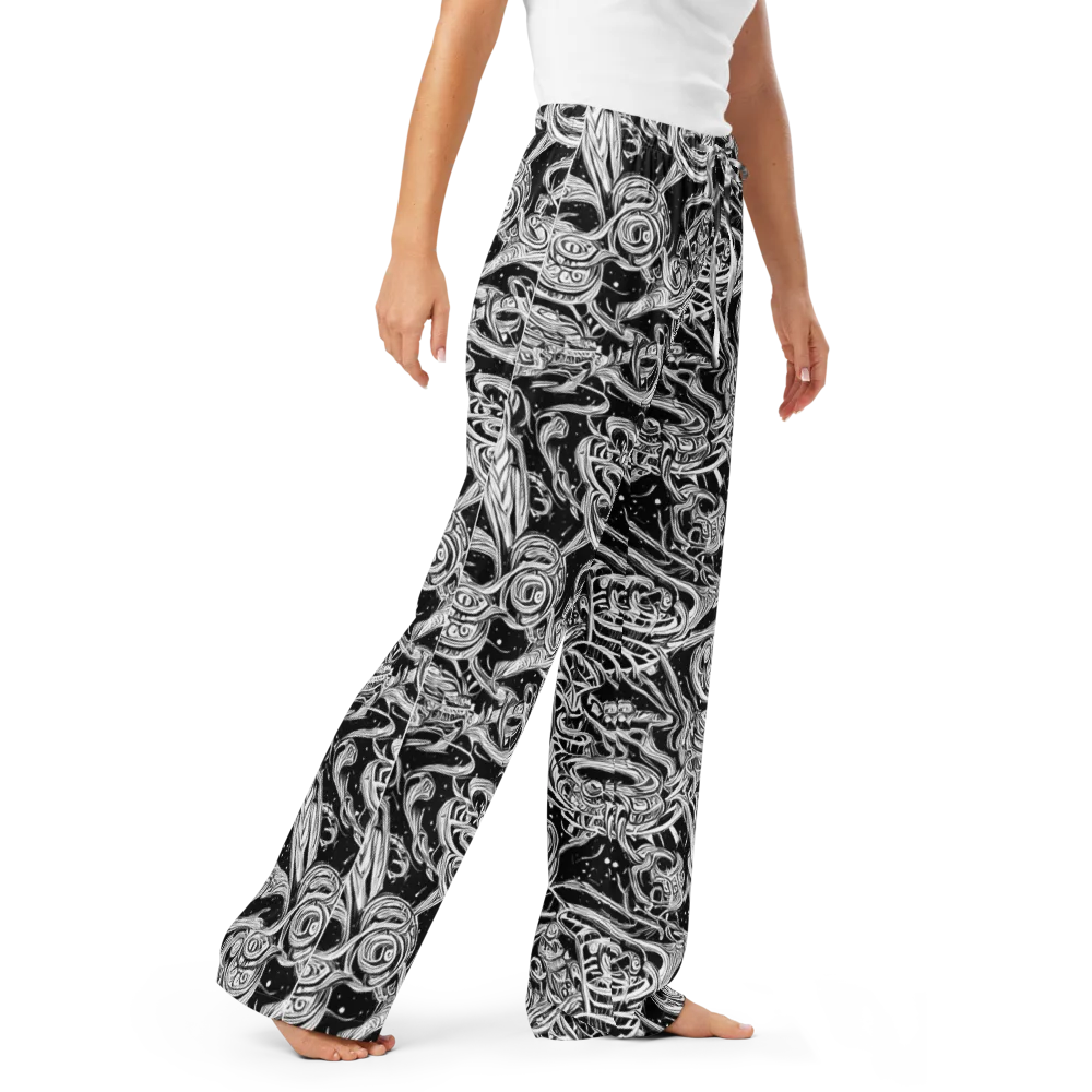 Blackwork Current on Women's Pajama Pants — Right Front