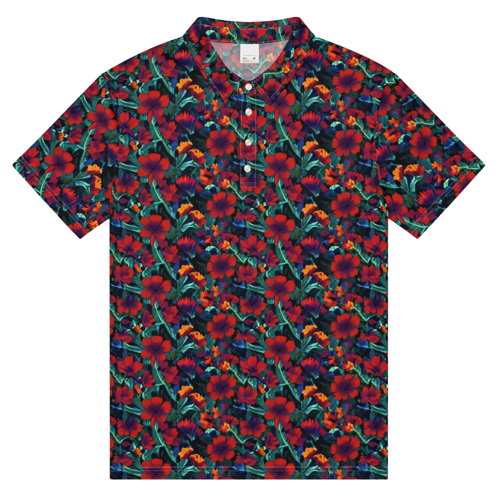 Crimson Jungle on Men's Slim Fit Polo Shirt — Front