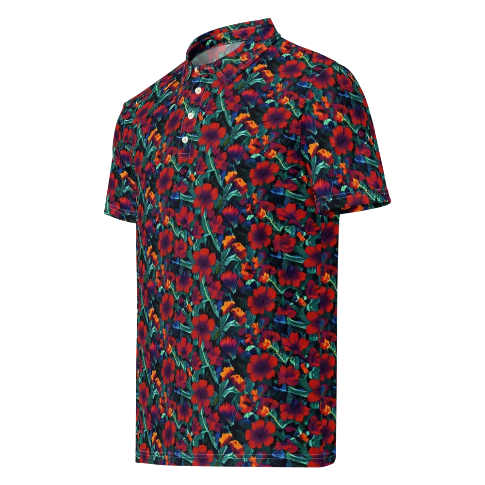Crimson Jungle on Men's Slim Fit Polo Shirt — Left Front