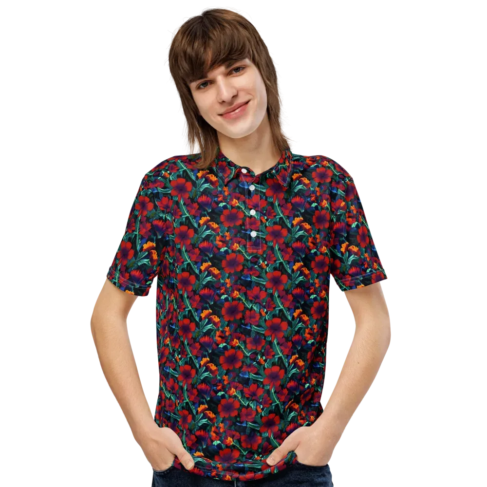 Crimson Jungle on Men's Slim Fit Polo Shirt — Front