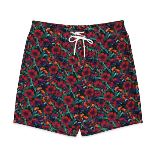 Crimson Jungle on a Men's Board Shorts