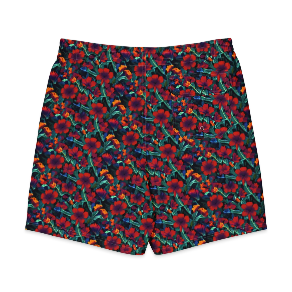 Crimson Jungle on Men's Board Shorts — Back