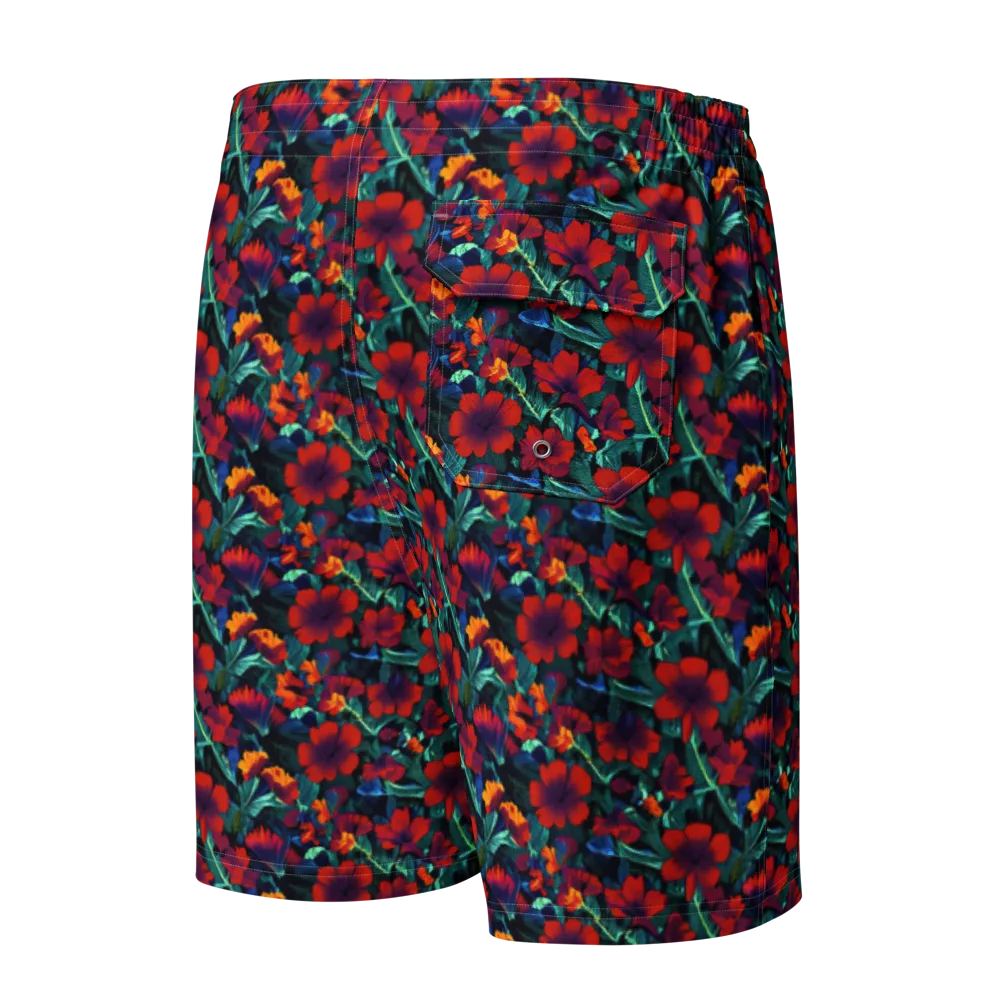 Crimson Jungle on Men's Board Shorts — Back