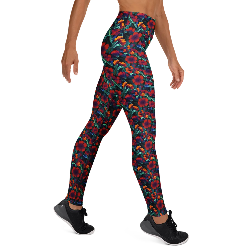 Crimson Jungle on Yoga Leggings — Right