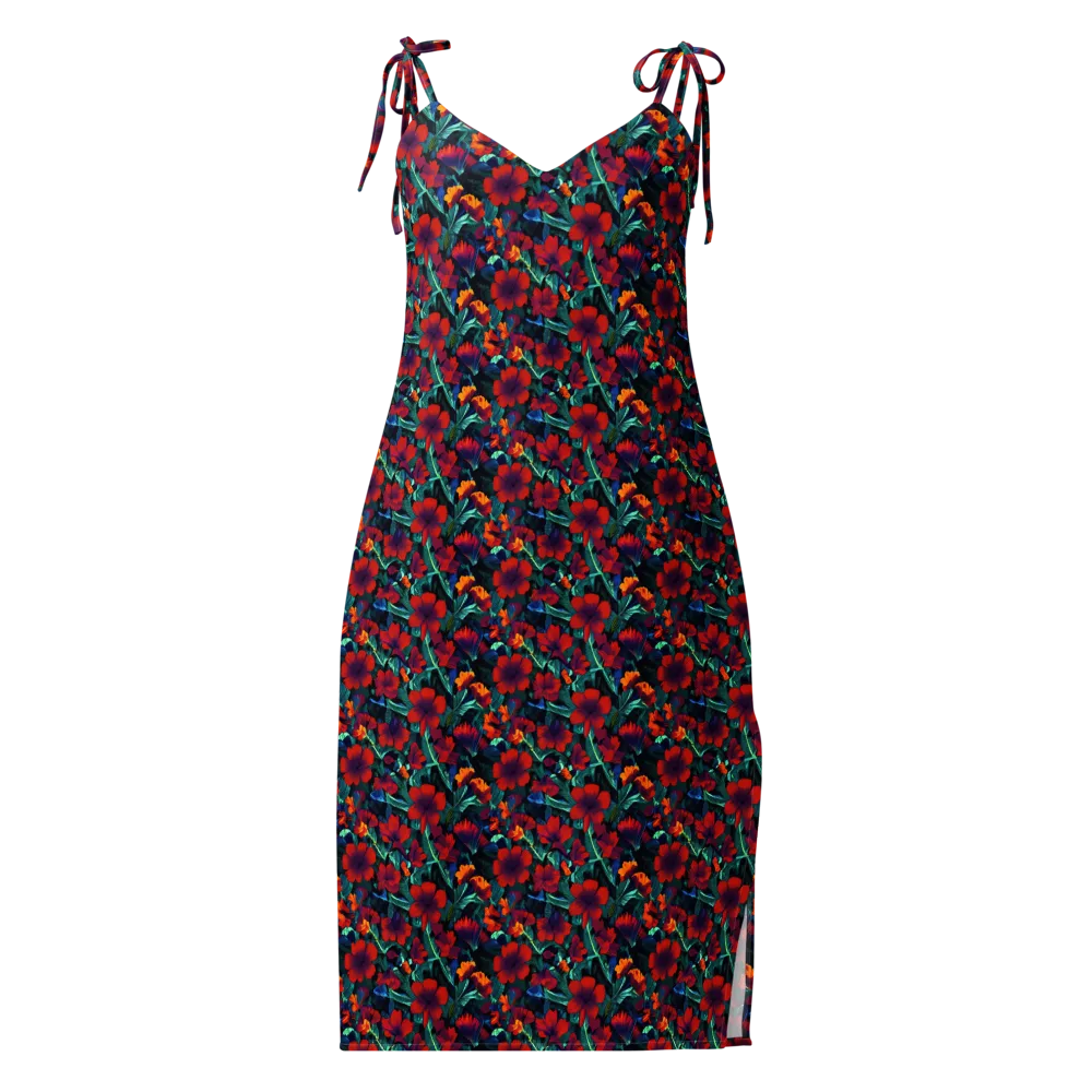 Crimson Jungle on Slip Dress — Front