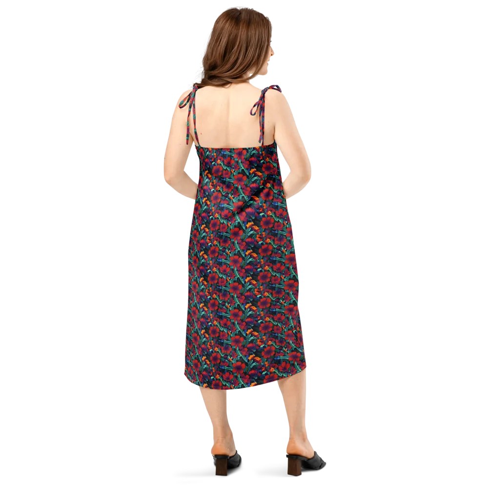Crimson Jungle on Slip Dress — Back