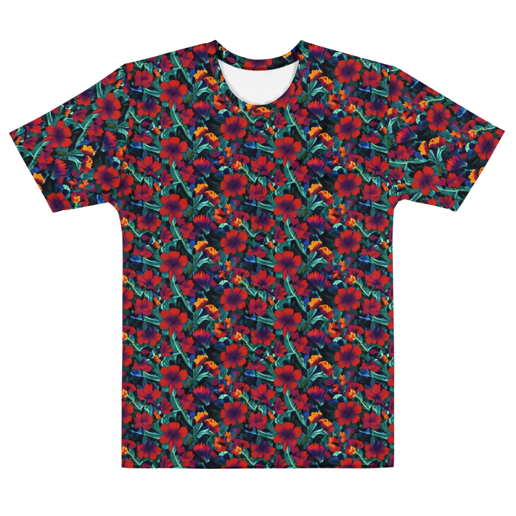 Crimson Jungle on Men's Cotton Crew Neck T-Shirt — Front