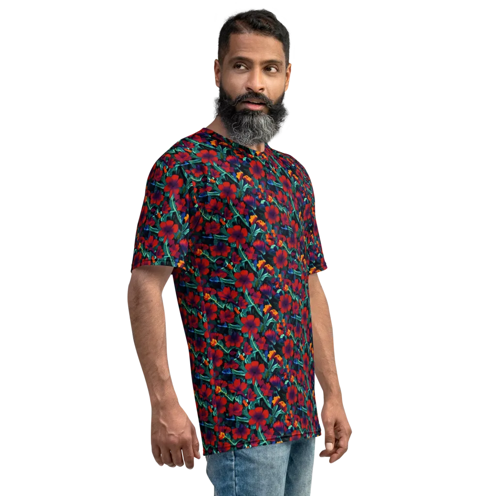 Crimson Jungle on Men's Crew Neck T-Shirt — Right