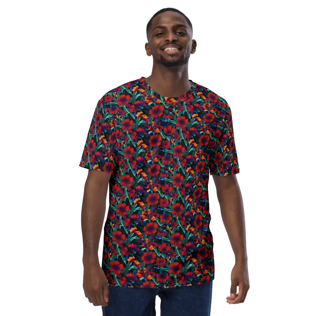 Crimson Jungle on Men's Crew Neck T-Shirt — Front
