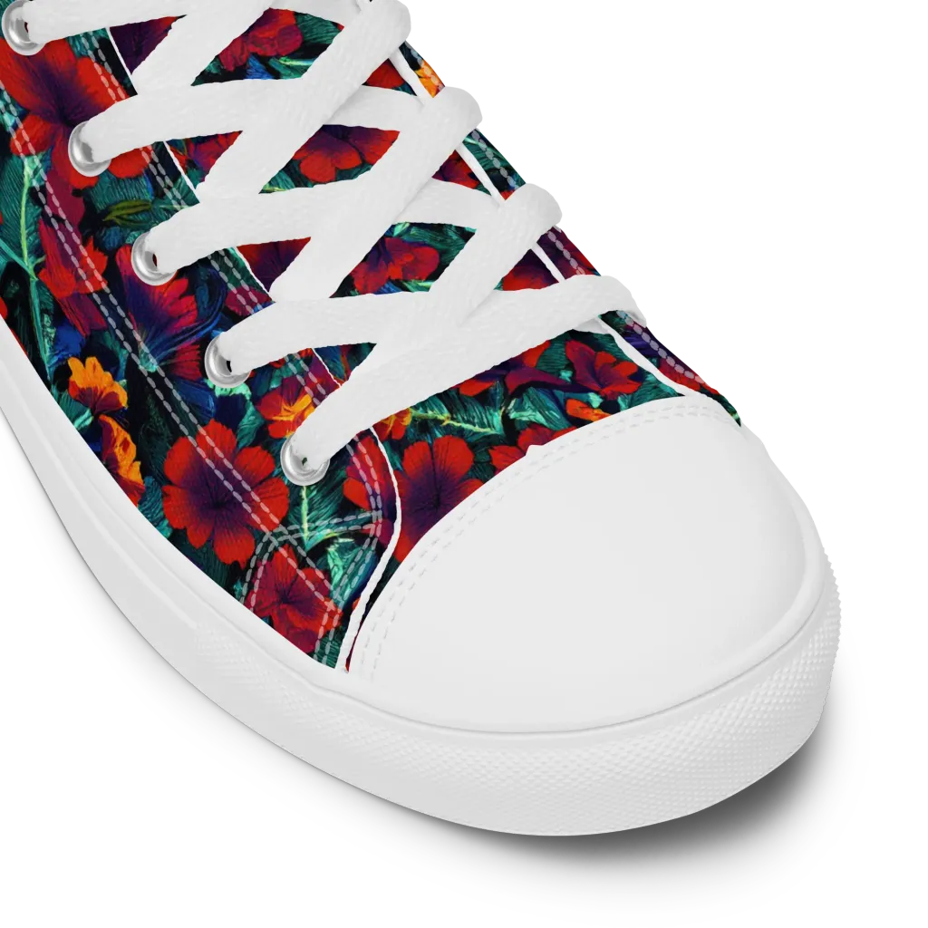 Crimson Jungle on Men's High Top Canvas Shoes — Product details