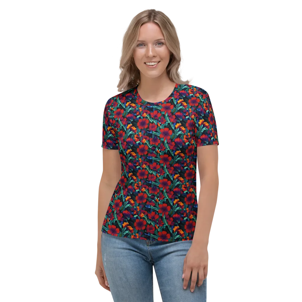 Crimson Jungle on Women's Crew Neck T-Shirt — Front