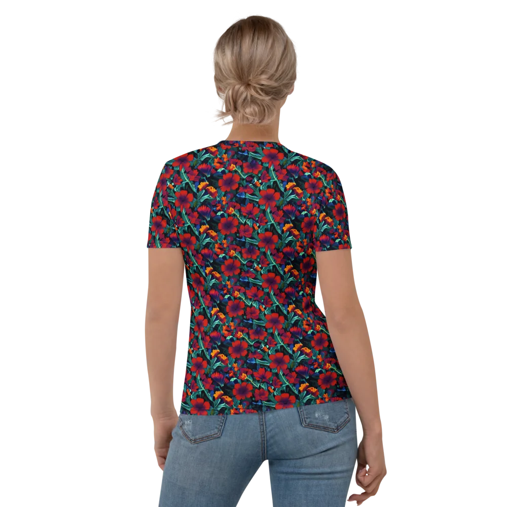 Crimson Jungle on Women's Crew Neck T-Shirt — Back