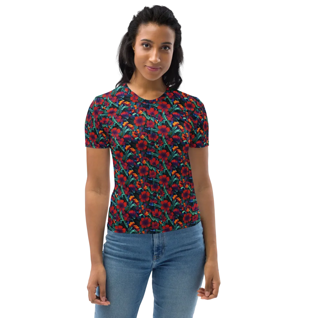 Crimson Jungle on Women's Crew Neck T-Shirt — Front