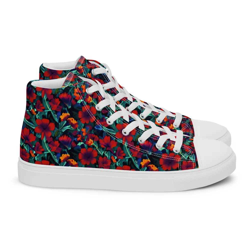 Crimson Jungle on Women's High Top Canvas Shoes — Right