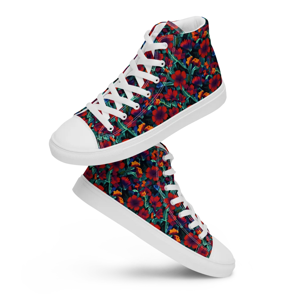 Crimson Jungle on Women's High Top Canvas Shoes — Front