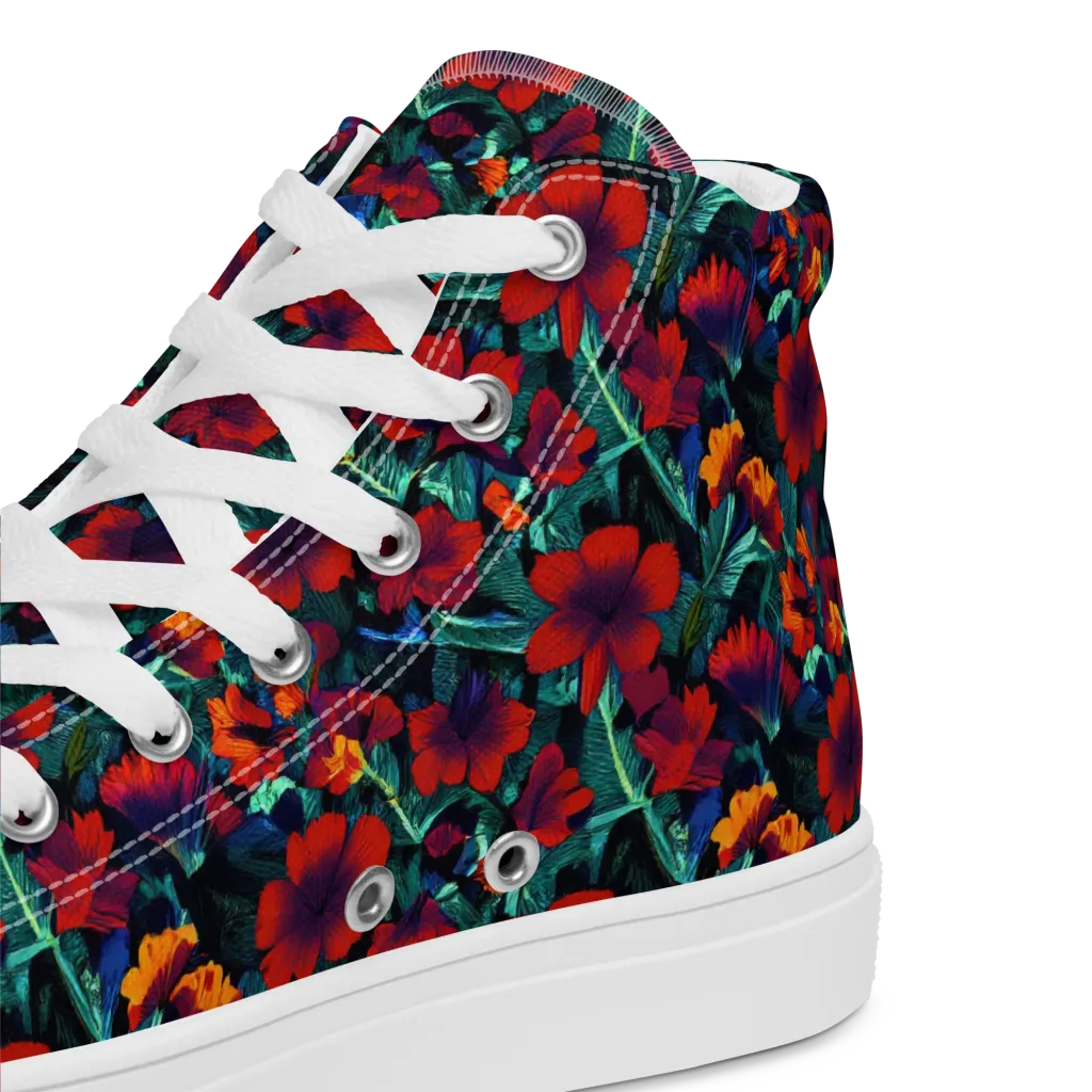 Crimson Jungle on Women's High Top Canvas Shoes — Product details 2