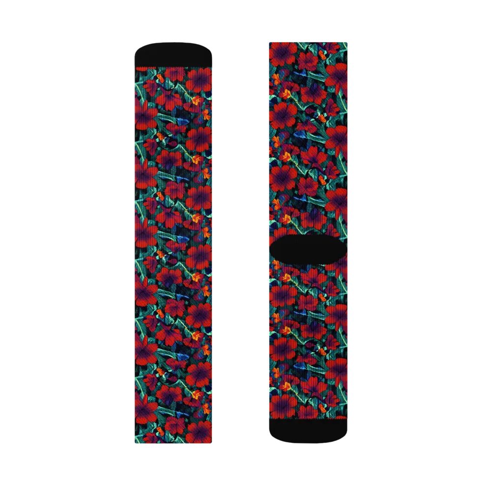 Crimson Jungle on Socks — Left Sock