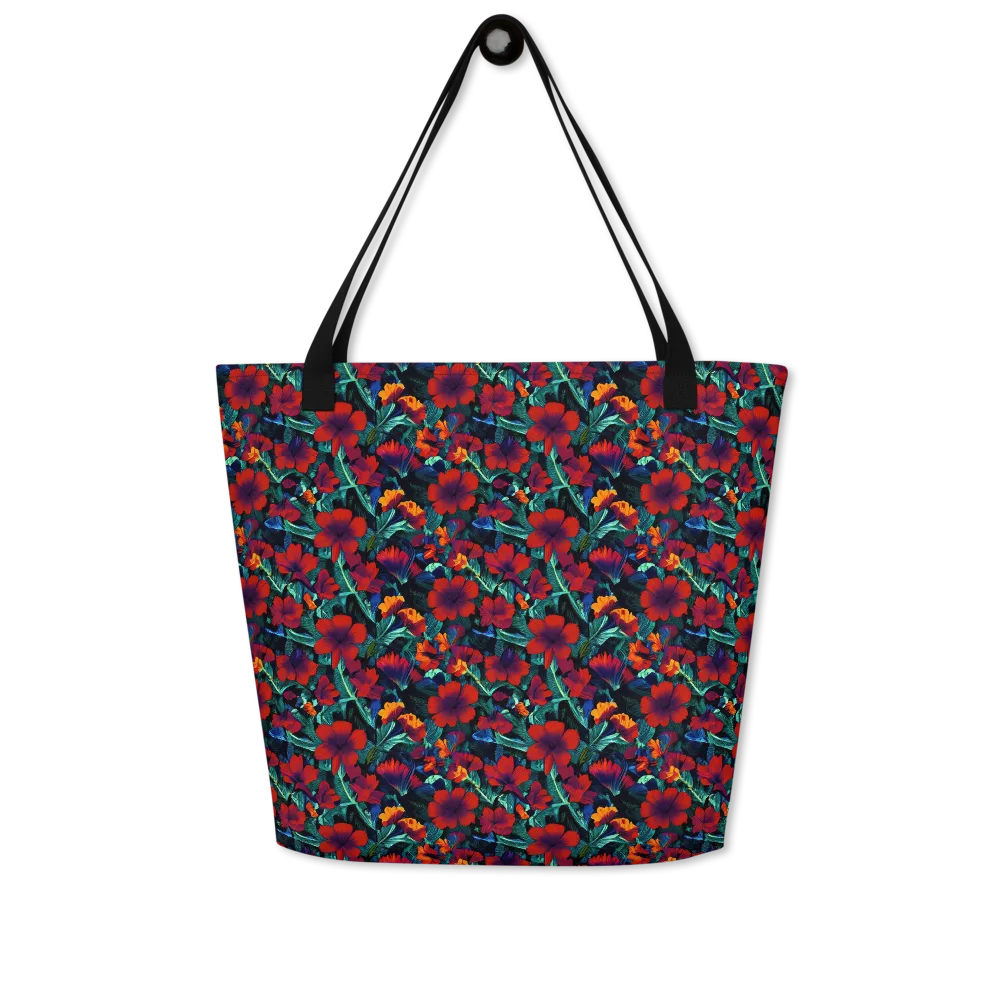 Crimson Jungle on Large Tote Bag W/ Pocket — Front